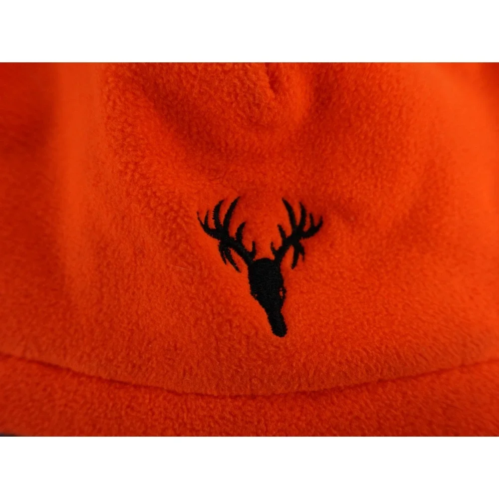 Hot Shot Orange Fleece Beanie Hat with Deer Antler‎ Logo One Size